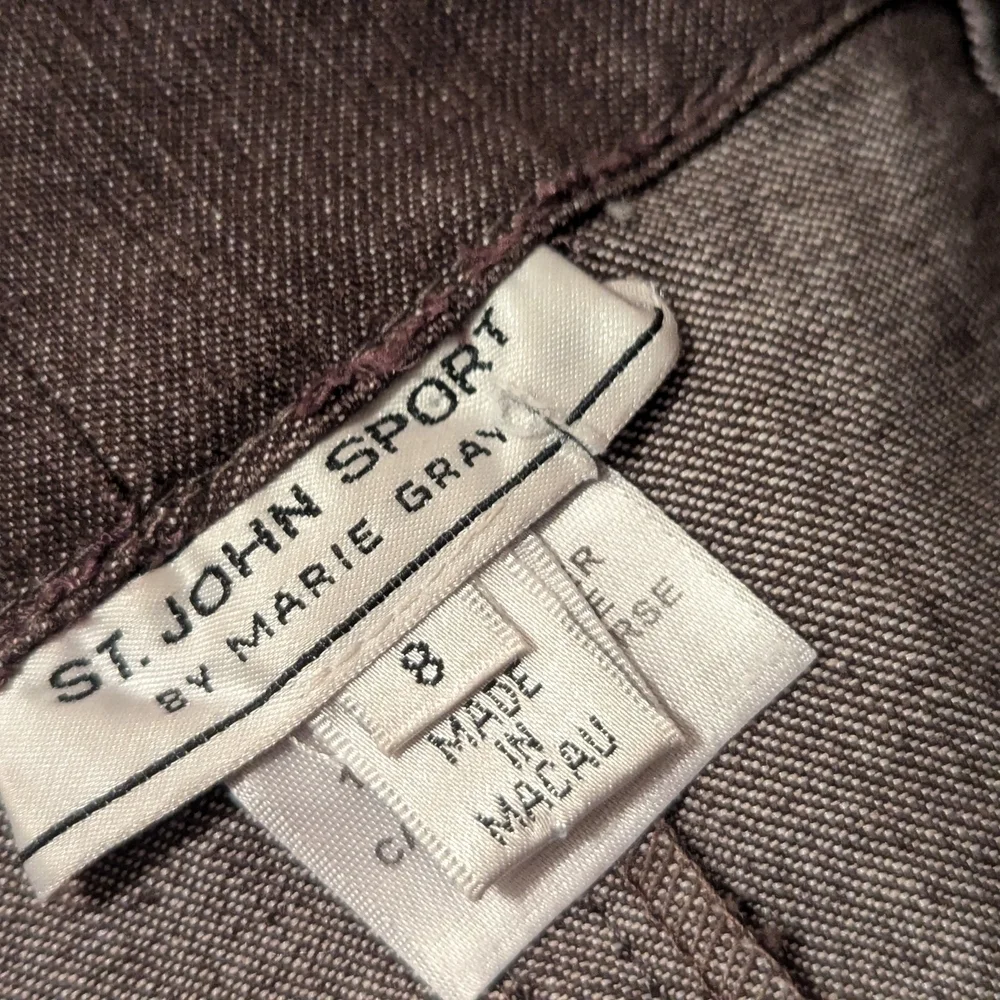 🟤 St. John Sport by Marie Gray Mocha Skirt size 8 cargo denim zippers pockets